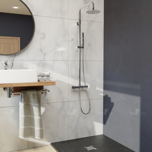Душевая система со смесителем RGW Shower Panels 21140121-01 монтаж настенная с термостатом хром