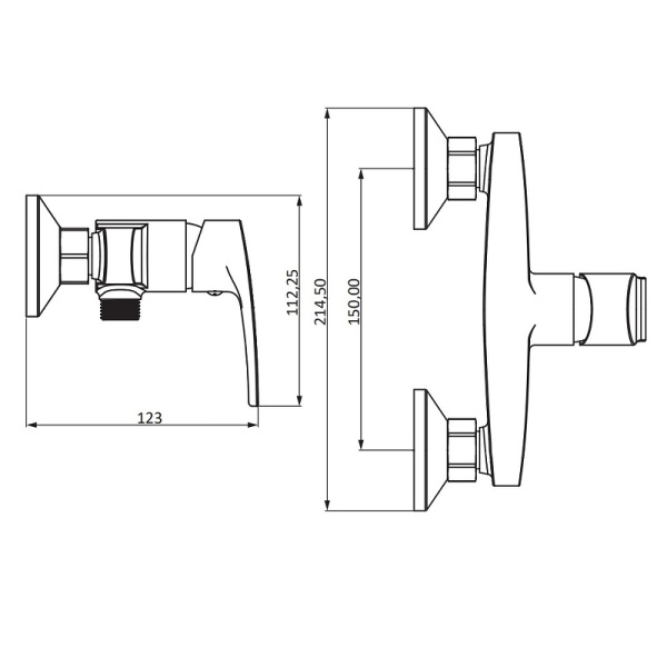 Смеситель для душа Damixa Eclipse 2.0 482000000 настенный 
без термостата хром