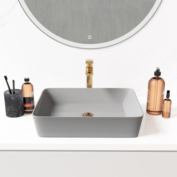 Раковина  квадратная  Grossman Color GR-3016GM фаянс цвет серый матовый