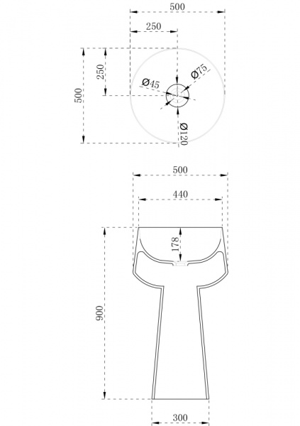Раковина  круглая Abber STEIN AS2508 искусственный камень цвет белый матовый