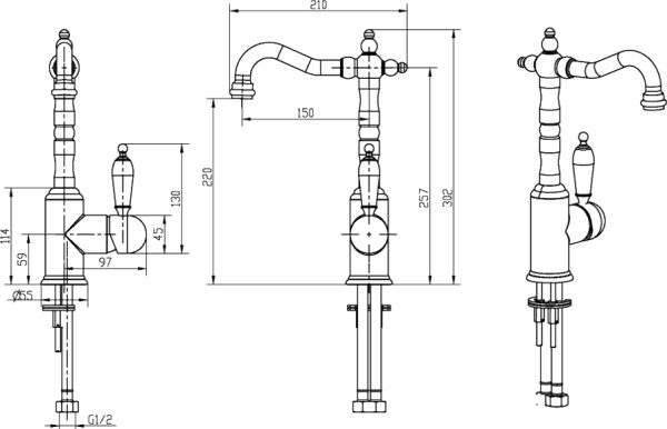 Смеситель для раковины Boheme Medici Ripresa 302 бронза