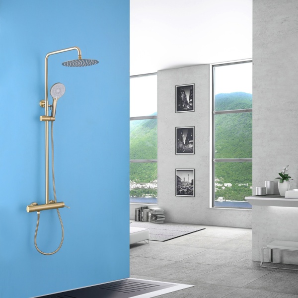 Душевая система со смесителем Abber Emotion AF8816G монтаж настенная без термостата золото матовое