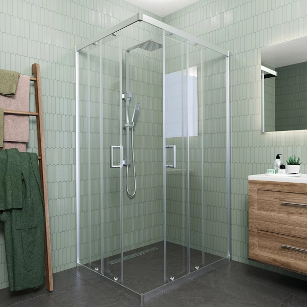 Душевой угол раздвижной Veconi Rovigo RV10-9080-01-C5 прямоугольный 90x80 стекла прозрачные, профиль хром