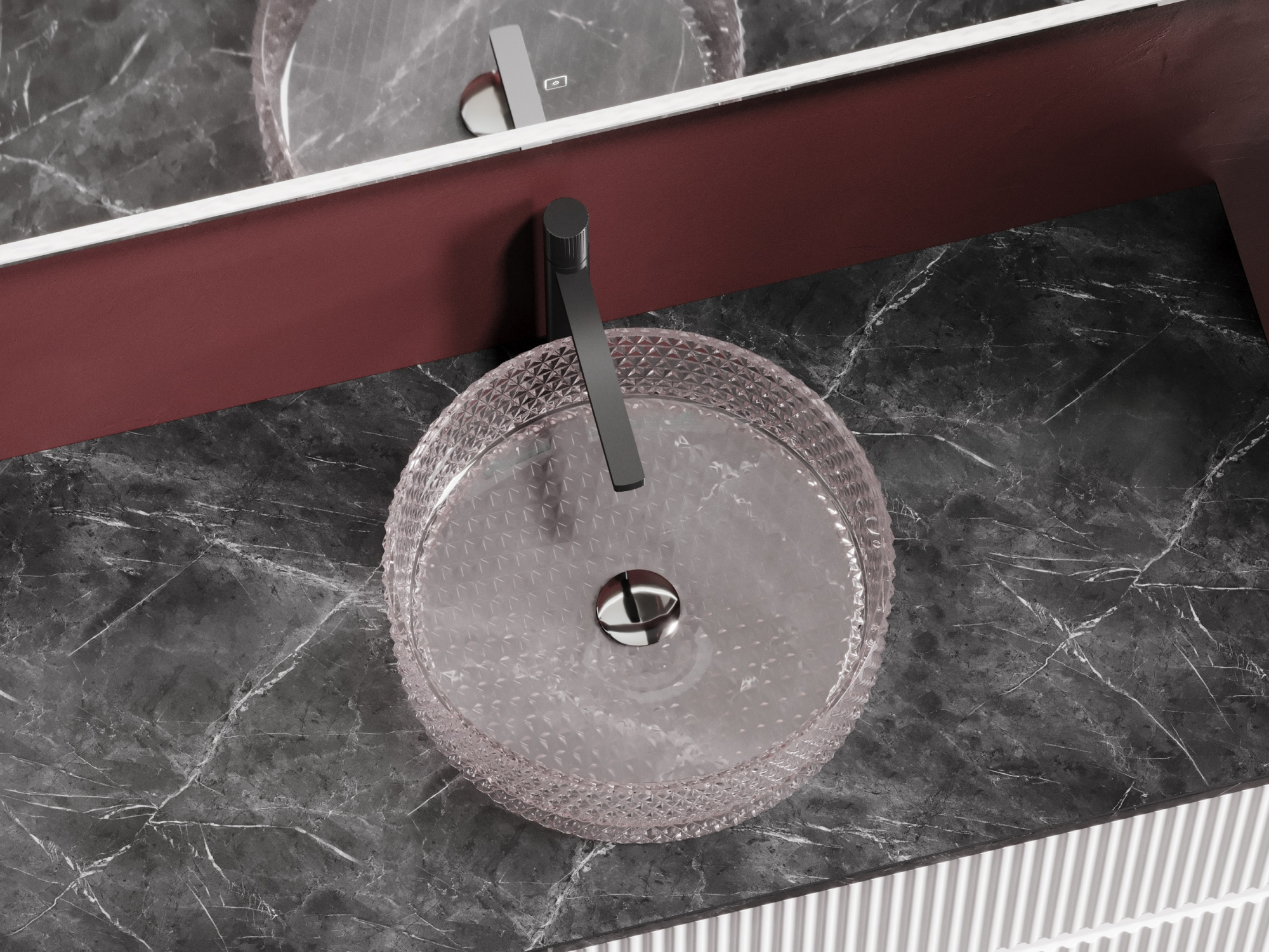 Раковина накладная круглая Ceramica Nova Cristal CN6061 стекло цвет розовый