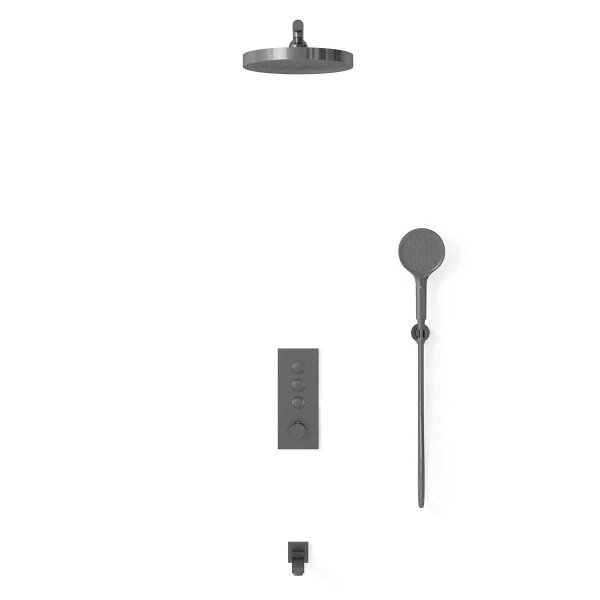 Душевая система со смесителем Vincea Inspire VSFW-433TI2GM монтаж встраиваемая в стену с термостатом вороненая сталь