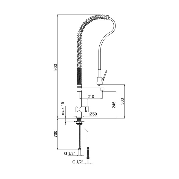 Смеситель для кухни Webert Springy SN921402015 с подключением к фильтру хром