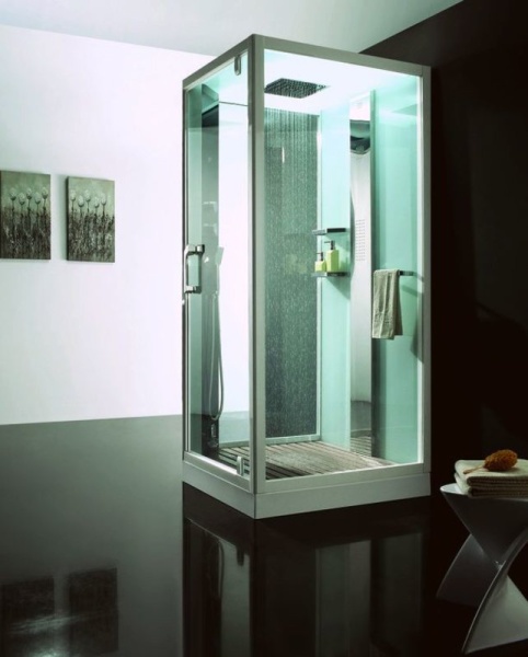 Душевая кабина с крышей Orans Diamond SR-89101RS White квадратная   100x100 стекла прозрачные, профиль белый