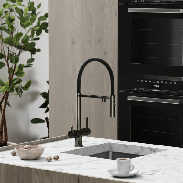 Смеситель для кухни Sancos Imola SC4010GG с подключением к фильтру вороненая сталь/черный