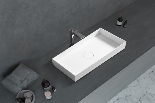 Раковина  прямоугольная Abber STEIN AS2622 искусственный камень цвет белый матовый