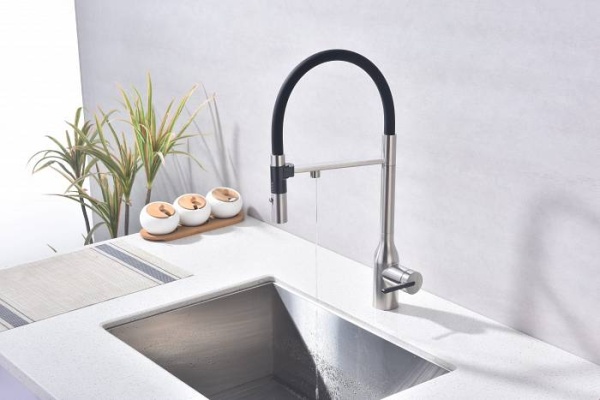 Смеситель для кухни Paulmark MAGNETO ONE Ma213188-BS с подключением к фильтру брашированная сталь