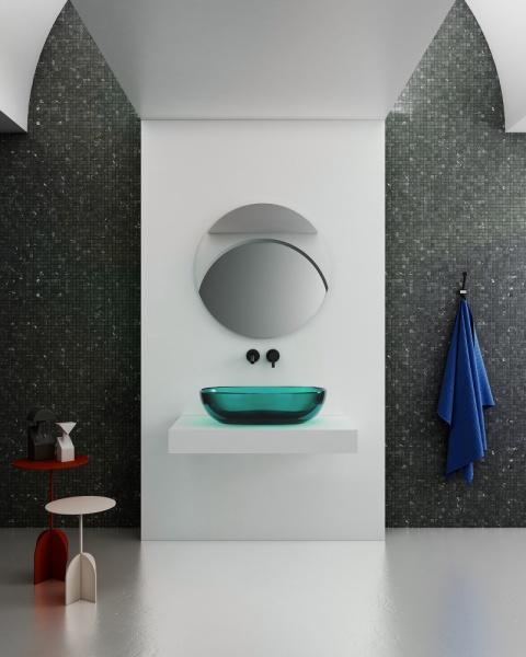 Раковина  овальная Abber Kristall AT2805Aquamarin полиэфирная смола цвет бирюзовый