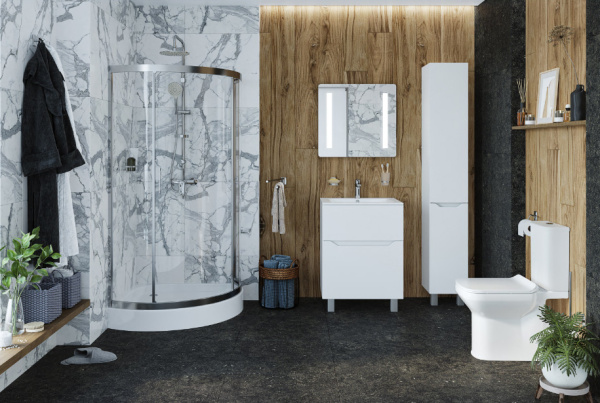 Душевой угол Am.Pm Tender W45G-315-090TM четверть круга  стекла прозрачные, профиль хром