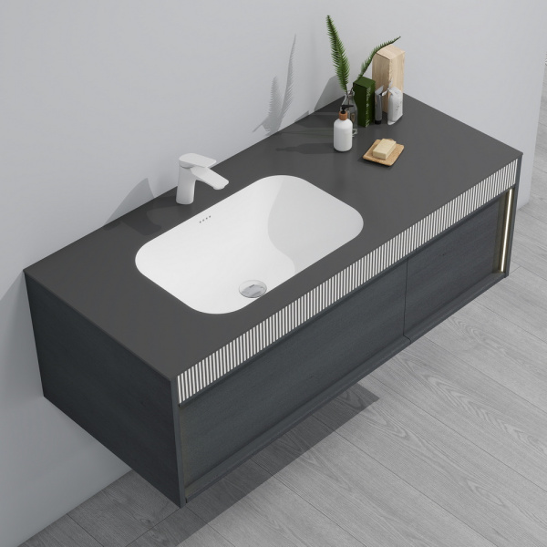 Тумба с раковиной подвесная Black&amp;White Universe U950.1200 120 см  1 ящик+1 скрытый цвет Atique Gray 