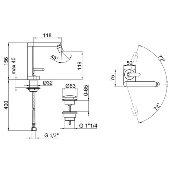 Смеситель для биде Webert Living LV840102560 латунь черный