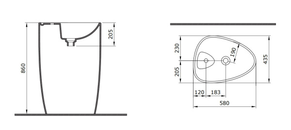 Раковина напольная нестандартная Allen Brau Infinity 4.21015.20 керамика цвет белый
