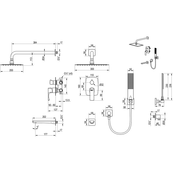 Душевая система со смесителем Lemark Ursus LM7222BG монтаж встраиваемая в стену без термостата брашированное золото
