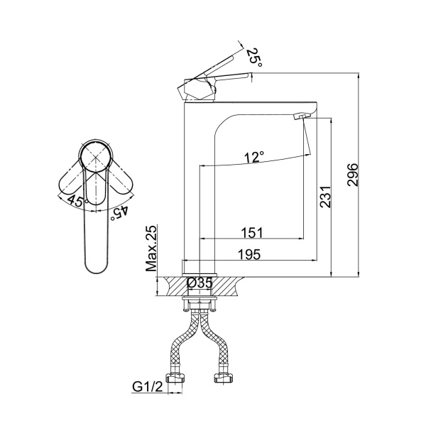 Смеситель для раковины D&amp;K Rhein.Marx DA1392001 хром
