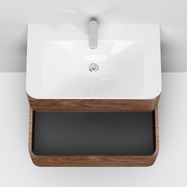 Тумба под раковину подвесная Am.Pm Sensation M30FHX0802NF 80 см  2 ящика цвет орех текстурированный 