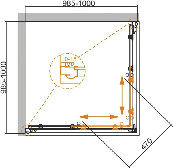 Душевой угол Cezares Giubileo GIUBILEO-A-2-100-SCORREVOLE-CP-Cr квадратная   стекла прозрачные с узором, профиль хром