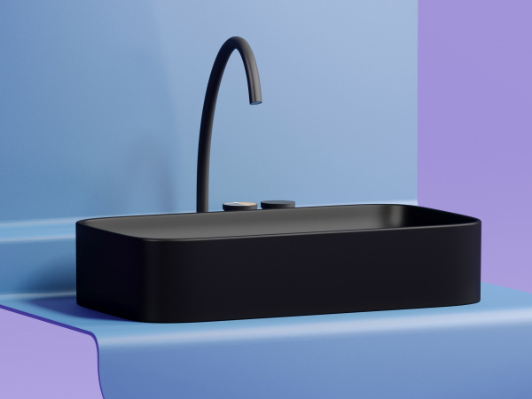 Раковина накладная прямоугольная Ceramica Nova Element CN6054MB фарфор цвет черный матовый