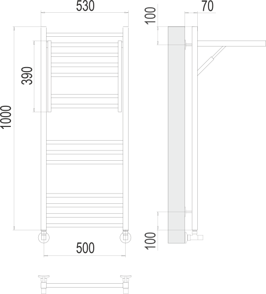 Полотенцесушитель водяной Terminus Валенсия П14  50x100 4670078529480 хром