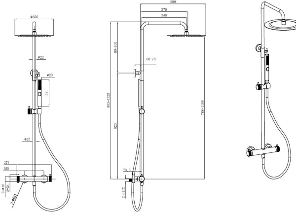 Душевая система со смесителем Allen Brau Fantasy 5.11001-GB монтаж настенная с термостатом брашированное золото