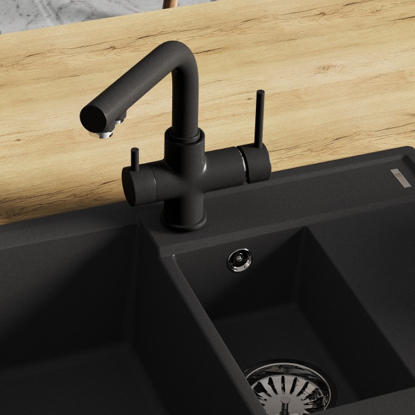 Смеситель для кухни Lemark Comfort LM3061PAN с подключением к фильтру антрацит