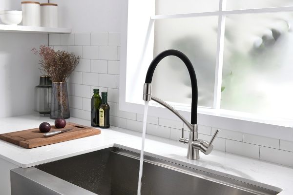 Смеситель для кухни Paulmark Siegen Si213111-NI с подключением к фильтру никель