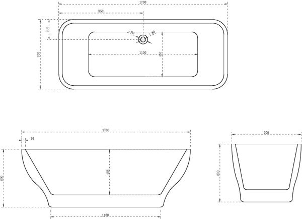 Акриловая ванна Abber  AB9220 170x70