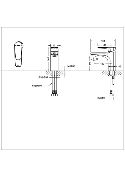 Смеситель для раковины Bravat Source F1173218BW-ENG черный