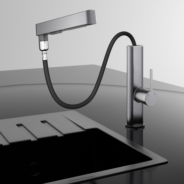 Смеситель для кухни Vincea  VKF-22GM без подключения к фильтру вороненая сталь