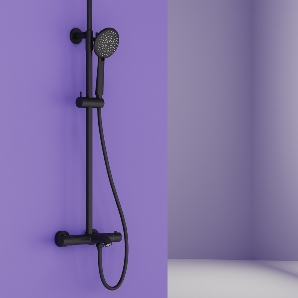 Душевая система со смесителем Sancos Game SC3001MB монтаж настенный с термостатом черный