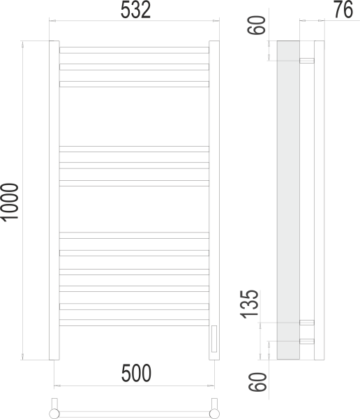 Полотенцесушитель электрический Terminus Аврора П12  50x100 4670078527226 хром
