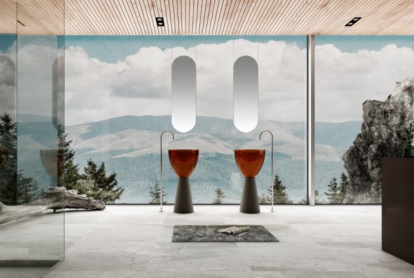 Раковина  круглая Abber Kristall AT2703Black-Opal полиэфирная смола цвет черный-коричневый