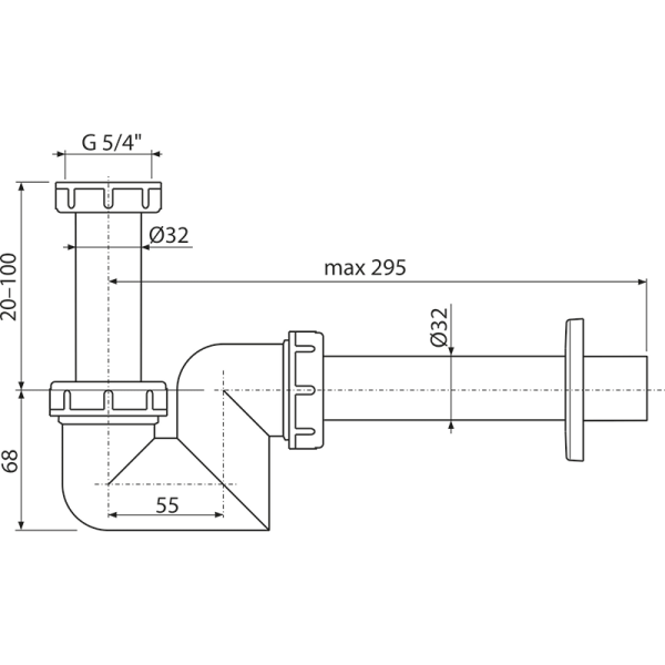 Сифон для  биде Alcaplast A45F-DN32 пластик белый