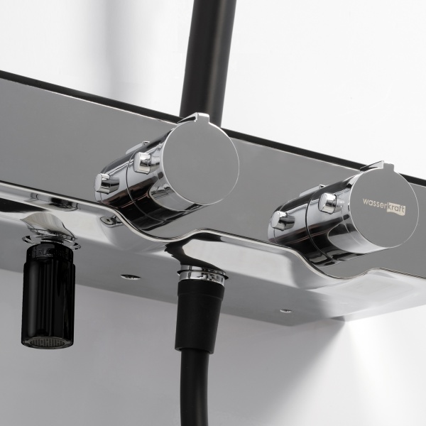 Душевая система со смесителем Wasserkraft  A11401 монтаж настенная с термостатом черный/хром