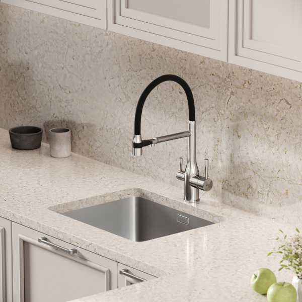 Смеситель для кухни Sancos Garda SC4009BN с подключением к фильтру брашированный никель/черный