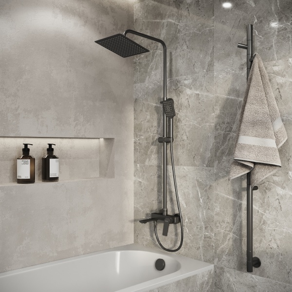 Душевая система со смесителем Grossman Cosmo 500.K35.02.420 монтаж настенная без термостата графит