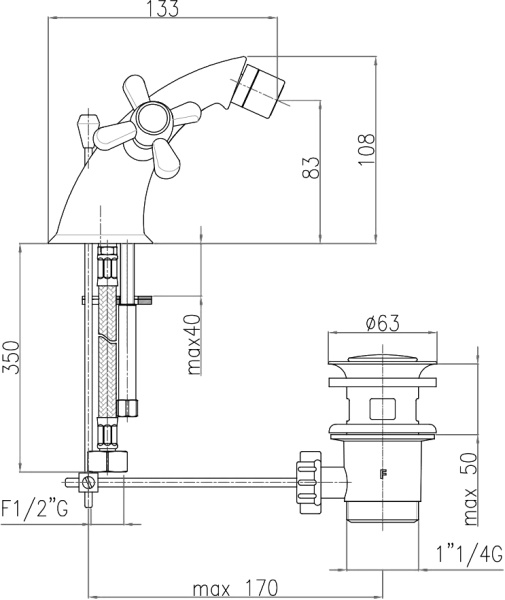 Смеситель для биде Webert Armony AM710102010 латунь золото