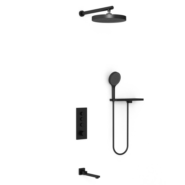 Душевая система со смесителем Vincea Inspire VSFW-433TI2RMB монтаж встраиваемая в стену с термостатом матовый черный
