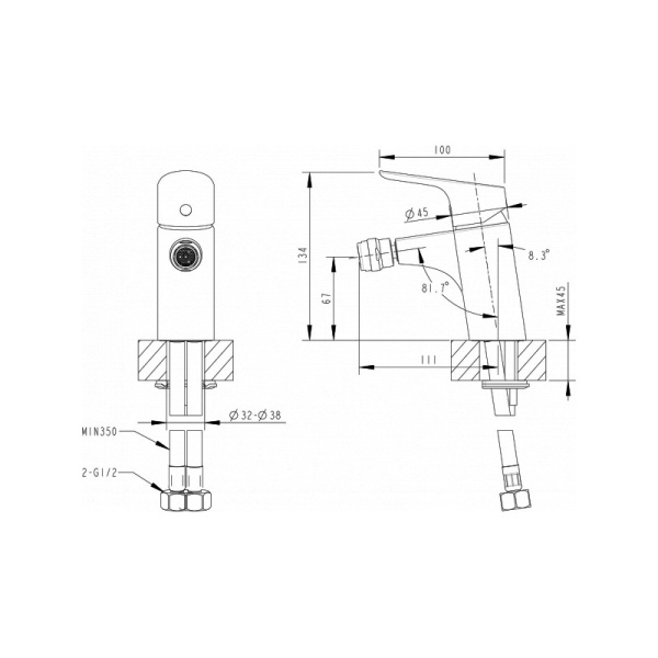 Смеситель для биде Bravat Drop F34898C латунь хром