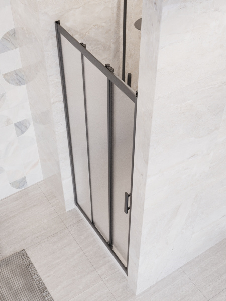 Душевая дверь BelBagno Uno UNO-195-BF-3-120-P-NERO 120 см стекла рифленые, профиль черный матовый