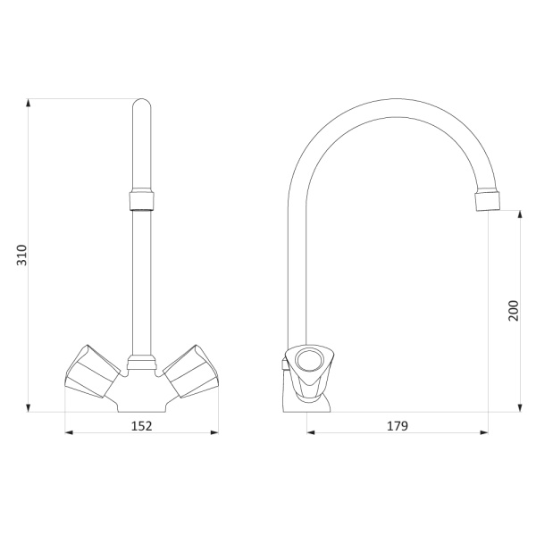 Смеситель для кухни Damixa Object 340000000 без подключения к фильтру хром