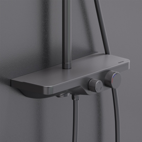 Душевая система со смесителем Damixa Apollo 947730300 монтаж настенная без термостата черный матовый