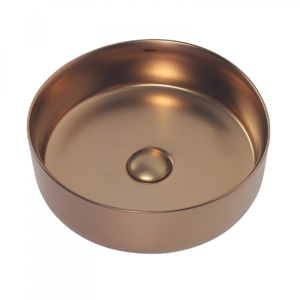 Раковина накладная круглая Abber Bequem AC2108MRG фаянс цвет розовое золото матовое