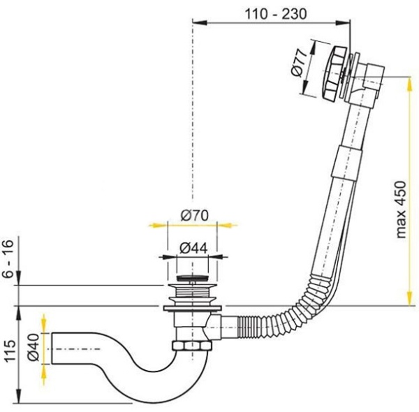 Слив-перелив TIMO 8004/16 автомат, белый