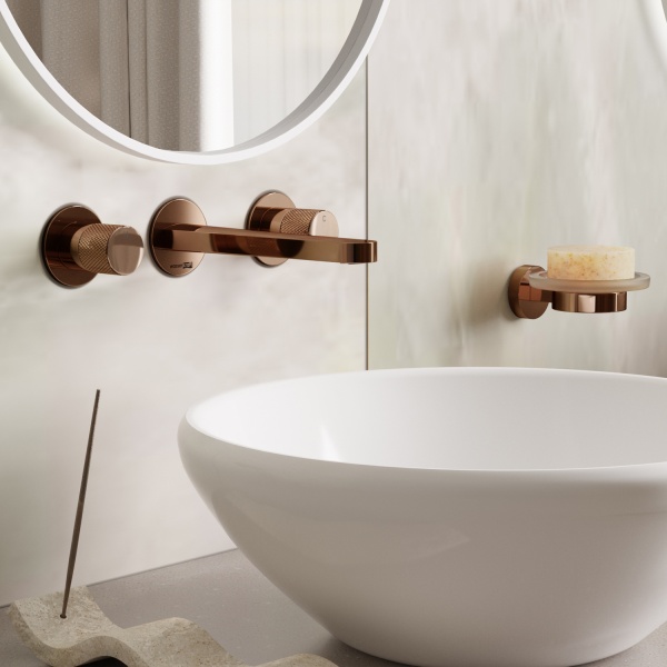 Смеситель для раковины Wasserkraft Paar 8845 розовое золото