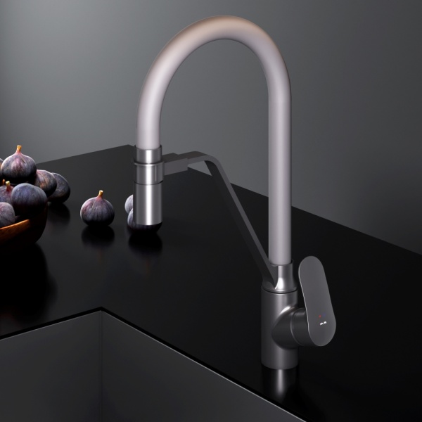 Смеситель для кухни Am.Pm Like F8007825 с подключением к фильтру черный/серый