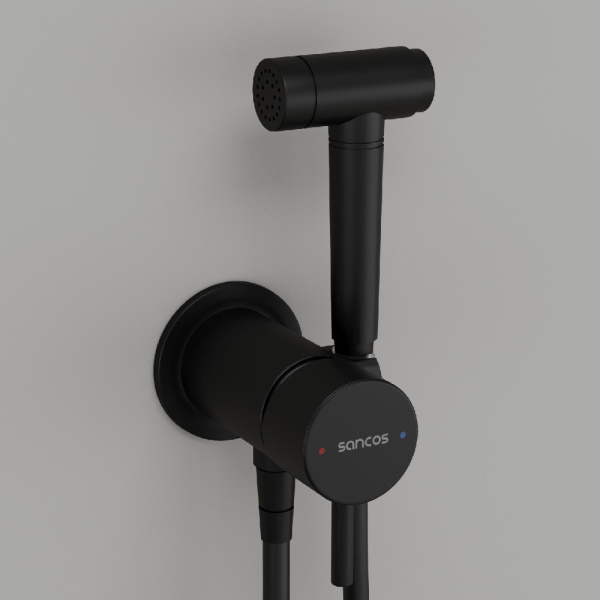 Гигиенический душ Sancos Atom SC2001MB встраиваемый в стену черный матовый