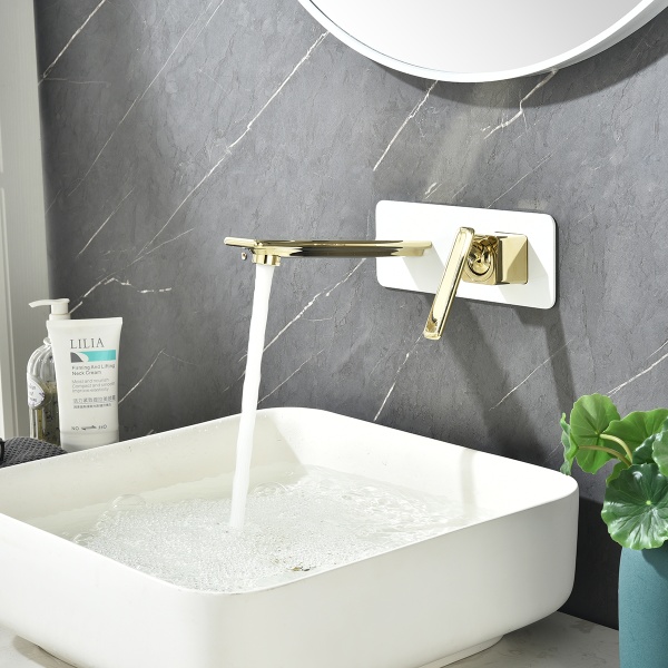 Смеситель для раковины Lemark Mista LM6426WG золотой/белый